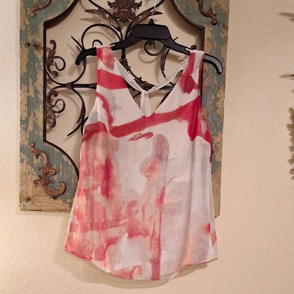 Iris Setlakwe Red and White Abstract Tank Top. NWOT Size 6